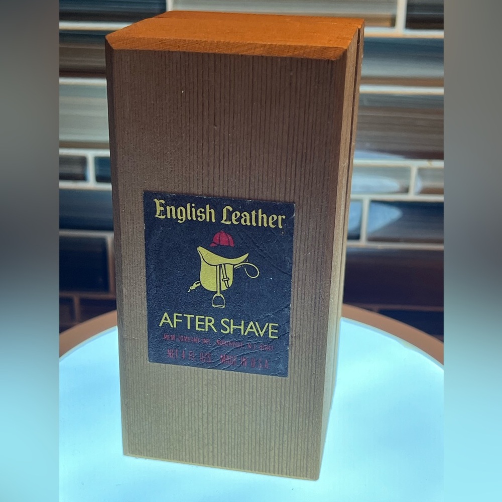 1960s English Leather After Shave Empty Wooden Box